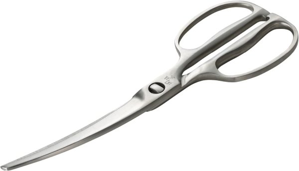Photo1: Kitchen Scissors Seki Magoroku Disassembly Curved Forged All Stainless Steel (1)